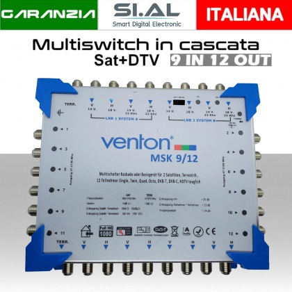 Multiswitch Venton MSK 9/12 due sat con terrestre in cascata per 12 utenze