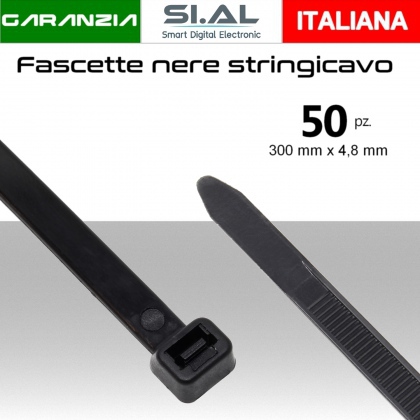 Fascette stringicavo nere multiuso 300x4,8mm  pz.50