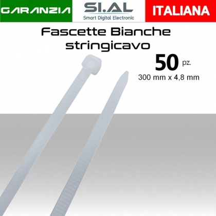 Fascette stringicavo bianche multiuso 300x4,8mm pz.50