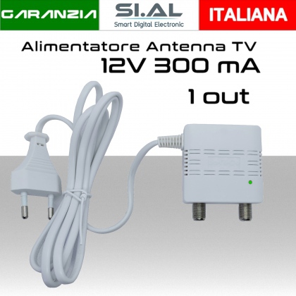 Alimentatore antenna TV da 300mA 12V tipo switching ad 1 uscita