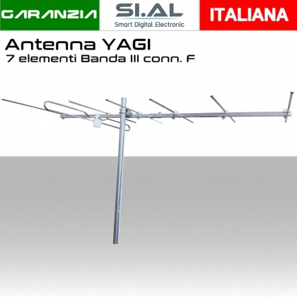 Antenna VHF banda III 7 elementi con connettore F
