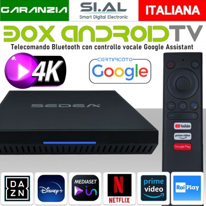 Box AndroidTV Wi-Fi bluetooth Ultra HD 4K Google box certificato da Google