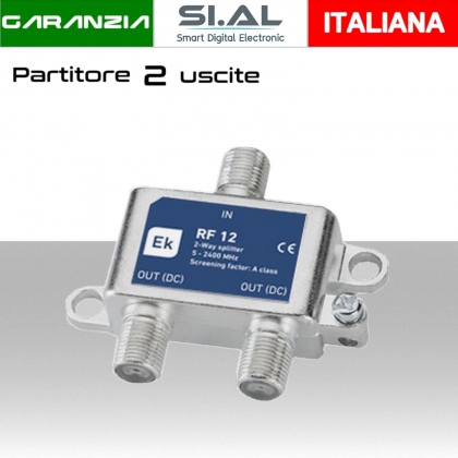 Partitore tv 2 uscite a connettore F schermato in classe A divisore banda TV e Satellite di Ekselans by ITS