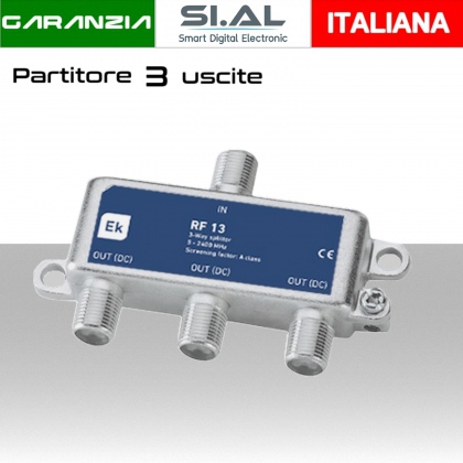 Partitore tv 3 uscite con connettore F schermato in classe A divisore banda TV e Satellite di Ekselans by ITS