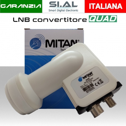 Lnb 4 uscite QUAD universale indipendenti illuminatore per parabola satellitare offset universale  MITAN SLC02