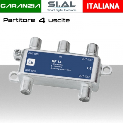 Partitore tv 4 uscite con connettore F schermato in classe A divisore banda TV e Satellite di Ekselans by ITS