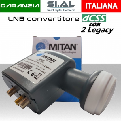 Lnb dCSS 1 uscita con 2 Legacy illuminatore unicable per parabola satellitare offset universale MITAN SLD21