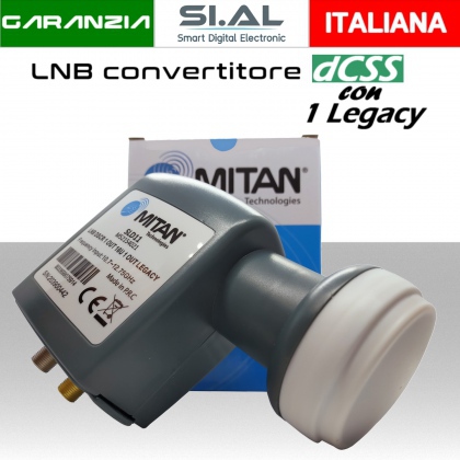 Lnb dCSS 1 uscita con 1 Legacy illuminatore unicable per parabola satellitare offset universale MITAN SLD11