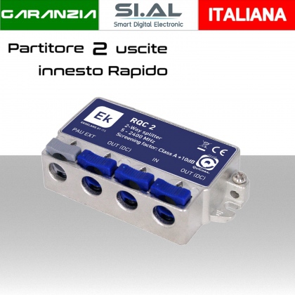 Partitore tv 2 uscite ad innesto rapido schermato in classe A divisore banda TV e Satellite di Ekselans by ITS