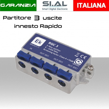 Partitore tv 3 uscite ad innesto rapido schermato in classe A divisore banda TV e Satellite di Ekselans by ITS