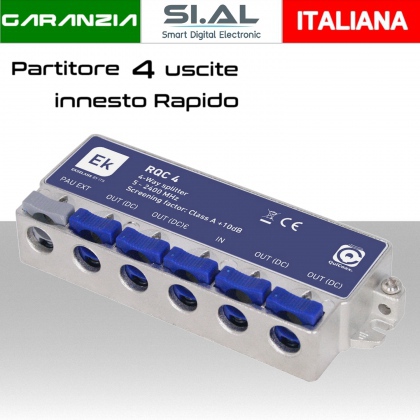 Partitore tv 4 uscite ad innesto rapido schermato in classe A divisore banda TV e Satellite di Ekselans by ITS