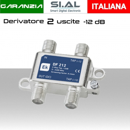 Derivatore antenna  2 uscite attenuazione -12dB con 1 via passante DC  schermato con connettore F per  banda TV e Satellite di Ekselans by ITS 