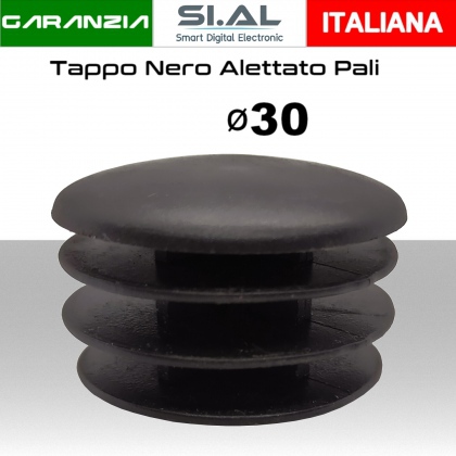 Tappo Nero Alettato in Polietilene per Pali antenna  Ø30