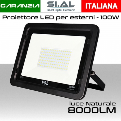 Faretto LED per esterno 100W Luce bianca naturale 4000K IP65 8000 Lumen FSL