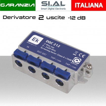 Derivatore antenna 2 uscite -12dB ad innesto rapido con 1 via passante DC  schermato in classe A per banda TV e Satellite di Ekselans by ITS