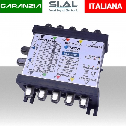 Multiswitch dCSS  2 uscite derivate con 5 ingressi SAT/DTV e 5 uscite passanti  Mitan M5X2dSCR