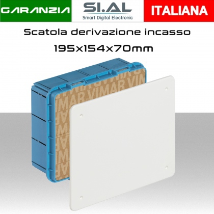 Scatola derivazione da incasso 22 ingressi con coperchio bianco 195x154x70mm contenitore vimar V70006