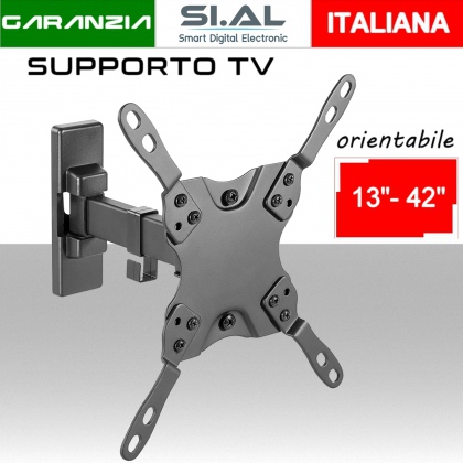 Supporto TV orintabile staffa  a muro universale 2 snodi  per tv piatte da 13