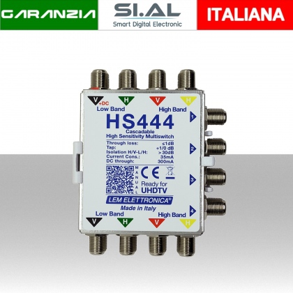 Multiswitch 4 uscite attivo con 4 ingressi e 4 passanti per distribuzione in cascata  LEM HS444