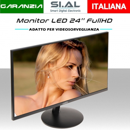 Monitor LED 24'' Full HD, VGA HDMI  LCD a  basso consumo per videosorveglianza