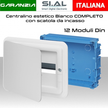 Centralino elettrico 12 moduli quadro completo di scatola da incasso  Vimar V53312 e V53112.B