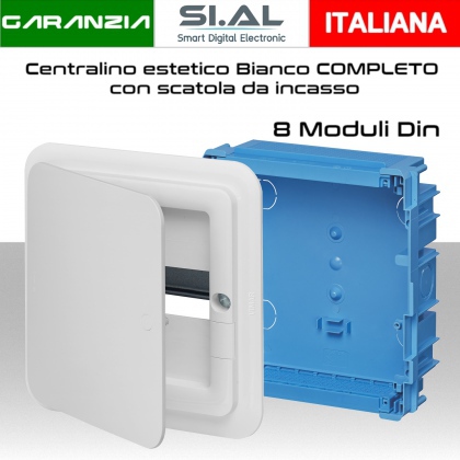 Centralino elettrico 8 moduli quadro completo di scatola da incasso  Vimar V53308 e V53108.B