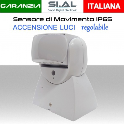 Sensore di movimento per luci esterne IP65 orientabile rilevamento 180° distanza 12 metri SE918AN