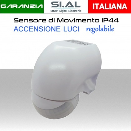 Sensore di movimento per luci interne IP44 orientabile rilevamento 180° distanza 12 metri  SE318AN