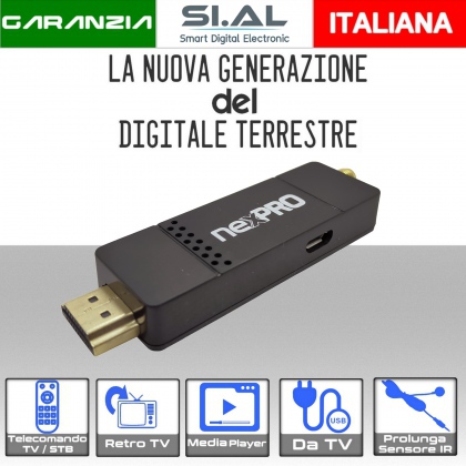 Decoder TV retro tv NEXPRO dvb t2  ultra compatto con telecomando 2 in 1 risoluzione video Full HD