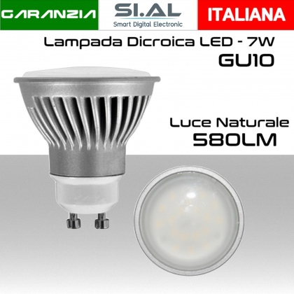 Lampada Dicroica LED 230V 7W 580lm faretto Luce naturale 4000K Base GU10 ad alto risparmio energetico Alcapower
