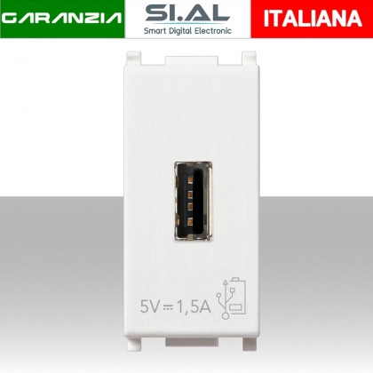 Presa USB alimentazione 5V 1,5A bianco Vimar 14292