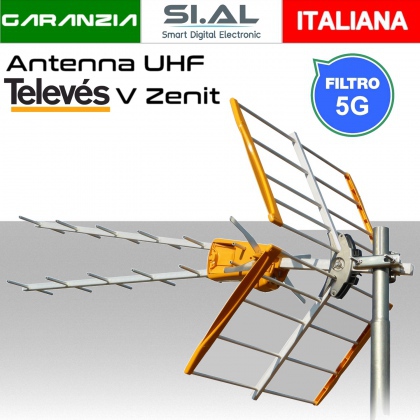 Antenna UHF Televes  VZenit LTE Banda UHF con connettore F filtro LTE700 5G