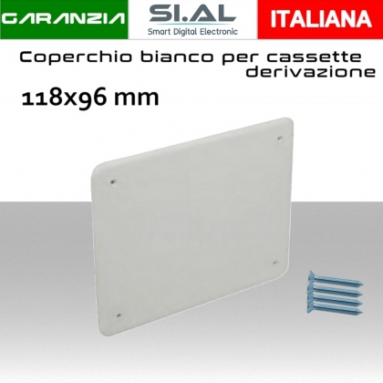 Coperchio cassetta di derivazione elettrica rettangolare 118x96mm con viti di fissaggio