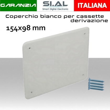 Coperchio cassetta di derivazione elettrica rettangolare 154x98mm con viti di fissaggio