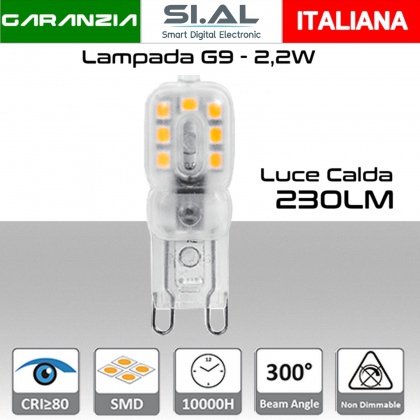 Lampadina G9 led luce calda 230 lumen da 2.2W