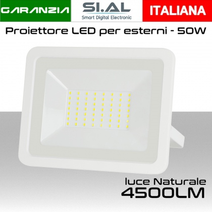 Faretto LED per esterno 50W Luce bianca naturale 4000k IP65 4500 Lumen Alcapower