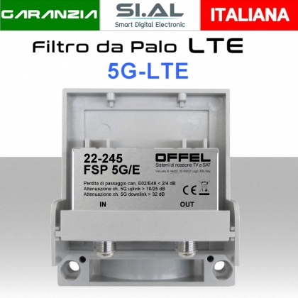 Filtro 5G da palo banda LTE per impianti TV realizzato con contenitore schermato Offel FSP 5G/E