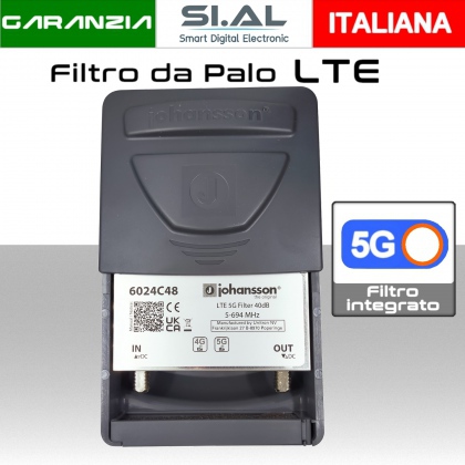 Filtro 5G da palo banda LTE per impianti TV realizzato con contenitore schermato Johansson 6024C48 LTE/4G-5G