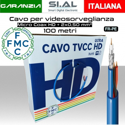 Cavo per telecamere con alimentazione 2x50 mm in Rame 100 metri Micro TEK