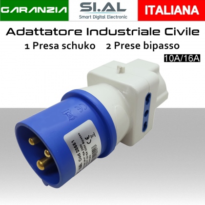 Adattatore spina Schuko a presa 10/16A Bianco - Connettori Elettrici - Cavi  Alimentazione - Cavi e Prese