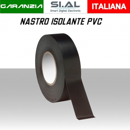 Nastro isolante in PVC per elettricista nero adesivo in rotolo da 25 metri 0.15x19 mm