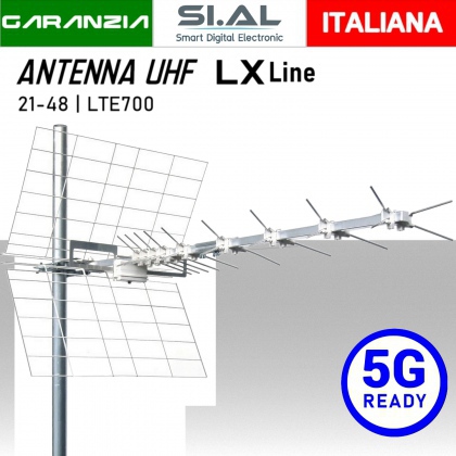 Antenna UHF 5G Ready  banda IV-V con connettore F filtro LTE700 5G canali 21-48 modello Emme Esse LxLINE 44LX45G