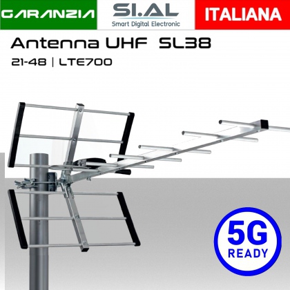 Antenna UHF 5G Ready Direttiva con connettore F filtro LTE700 5G canali 21-48  SEDEA SL38