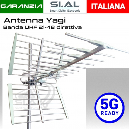 Antenna UHF 5G Ready direttiva Yagi 21-48 ad alto guadagno con connettore F filtro LTE700 5G  