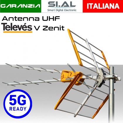 Antenna UHF Televes Zenit 5G Ready alluminio con connettore F filtro LTE700 5G VZENIT canali 21-48