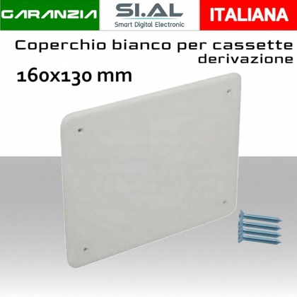 Coperchio cassetta di derivazione elettrica rettangolare 160x130mm con viti di fissaggio