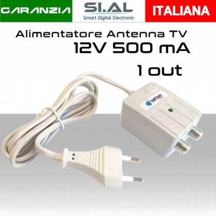 Alimentatore antenna TV da 500mA 12V tipo switching ad 1 uscita