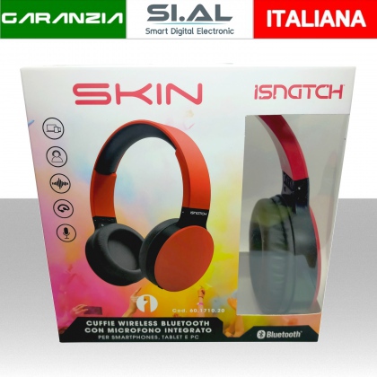 Cuffia wireless bluetooth ROSSA con microfono integrato pieghevole ricaricabile da USB 
