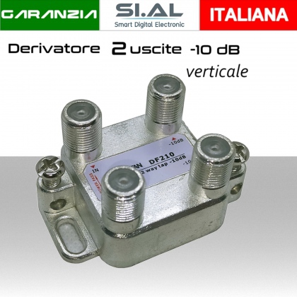 Derivatore antenna 2 uscite verticale attenuazione -10dB con 1 via passante DC schermato con connettore F per banda TV e Satellite mitan DF210