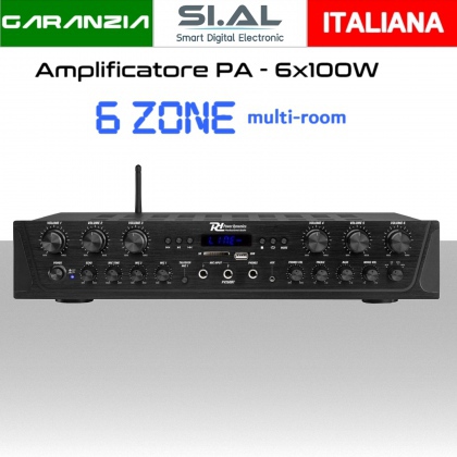 Amplificatore audio 6 zone bluetooth radio usb 6X100W sistema audio multi-room